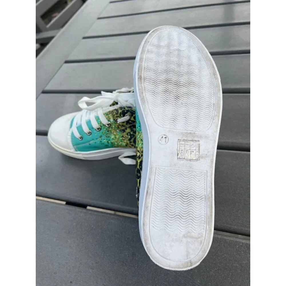 Women Leopard Print Canvas Casual Glitter Sequins Shoe size 41(10.5)